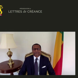 A split screen of Governor General Mary Simon and His Excellency Jean Claude Félix Do Rego, Ambassador of the Republic of Benin.