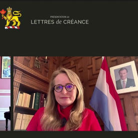 A split screen of Governor General Mary Simon and Her Excellency Nicole Catherine Marie Bintner, Ambassador of the Grand Duchy of Luxembourg.