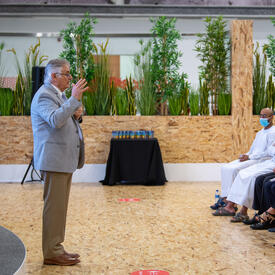 Mr. Whit Fraser speaking to students at the Canadian University in Dubai.