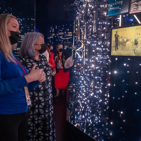 The Governor General is looking at a display at Expo 2020 Dubai.