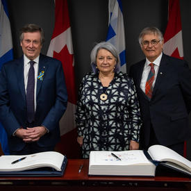 Left to right: Toronto Mayor John Tory, Governor General Mary Simon and Mr. Whit Fraser.