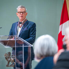 David Foster, songwriter, composer, performer, producer and philanthropist, receiving an award from the Governor General.