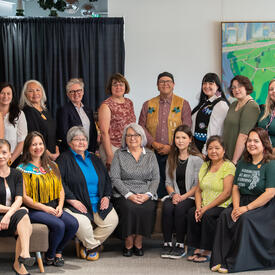 A group photo of Her Excellency with staff and students at Yukon University.