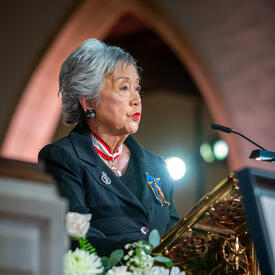 The Right Honourable Adrienne Clarkson is delivering an address at Christ Church Cathedral.