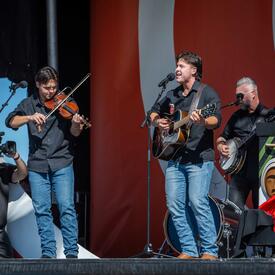 Musicians are performing on stage.