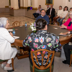 Governor General Marie Simon speaks with Indigenous leaders