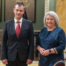 Governor General Marie Simon stands with His Excellency Plamen Georgiev Georgiev