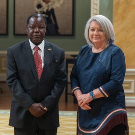 Governor General Marie Simon stands with His Excellency Kennedy Mpolobe Shepande