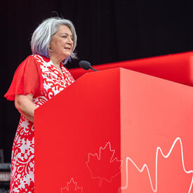 Governor General Marie Simon delivers her Canada Day speech.