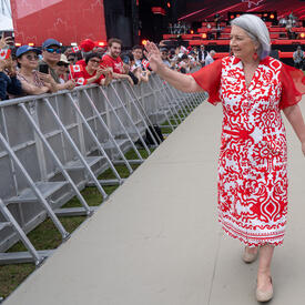 Governor General Marie Simon greets the Canada Day crowd