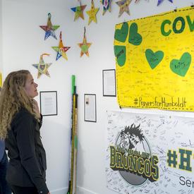 Upon arrival, she visited the Humboldt Broncos Memorial Exhibit, where she saw all the support the community received following the tragic crash on April 6, 2018.