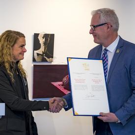 During her visit, she presented the first commendation to first responders, citizens and volunteers who came to the aid of the Humboldt Broncos hockey team in the aftermath of the devastating bus crash on April 6, 2018, which claimed the lives of 16 peopl