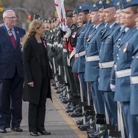 She received military honours, including a guard of honour, the “Viceregal Salute” and a 21-gun salute from members of the 3 Canadian Division, Joint Task Force West and the 10th Field Artillery, 38 Canadian Brigade Group.