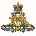 Badge of The Royal Regiment of Canadian Artillery surmounted by the Royal Crown