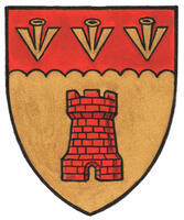 Differenced Arms for Meghan Jennifer de Chastelain, granddaughter of Alfred John Gardyne Drummond de Chastelain