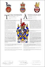 Letters patent granting heraldic emblems to George Milton William Anderson