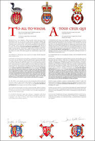 Letters patent granting heraldic emblems to the Vancouver Police Department