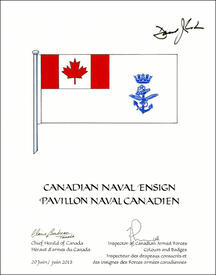 Letters patent approving the Flag of the Canadian Naval Ensign Letters patent approving the Flag of the Canadian Naval Ensign