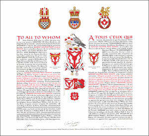 Letters patent granting heraldic emblems to Robert Hector White