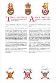 Lettres patentes concédant des emblèmes héraldiques à David Charles Onley Lettres patentes concédant des emblèmes héraldiques à David Charles Onley