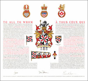 Letters patent granting heraldic emblems to John Gregory Peters