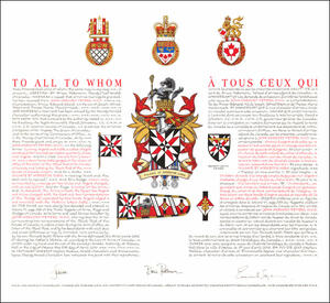 Letters patent granting heraldic emblems to John Gregory Peters Letters patent granting heraldic emblems to John Gregory Peters