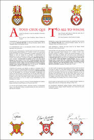 Letters patent granting heraldic emblems to Roger Miller Letters patent granting heraldic emblems to Roger Miller