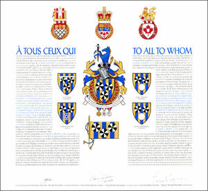 Letters patent granting heraldic emblems to Claude Clément
