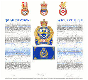Letters patent granting heraldic emblems to the Camrose Police Service Letters patent granting heraldic emblems to the Camrose Police Service