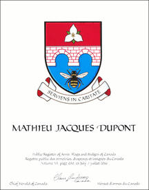Letters patent granting heraldic emblems to Mathieu Jacques Dupont Letters patent granting heraldic emblems to Mathieu Jacques Dupont
