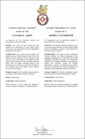 Lettres patentes approuvant l’insigne de l'Armée canadienne