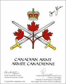Lettres patentes approuvant l’insigne de l'Armée canadienne