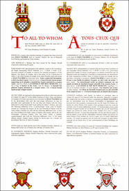 Lettres patentes concédant des emblèmes héraldiques à Dale Palmer Lettres patentes concédant des emblèmes héraldiques à Dale Palmer