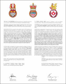 Lettres patentes concédant des emblèmes héraldiques à Jonathan Holbert Vance