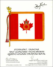 Lettres patentes approuvant le drapeau royal du Stormont, Dundas and Glengarry Highlanders