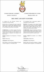Lettres patentes approuvant le drapeau de The Essex and Kent Scottish