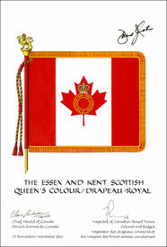 Lettres patentes approuvant le drapeau de The Essex and Kent Scottish