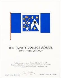 Lettres patentes concédant un drapeau à The Trinity College School Lettres patentes concédant un drapeau à The Trinity College School