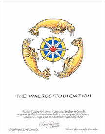 Letters patent granting heraldic emblems to The Walrus Foundation Letters patent granting heraldic emblems to The Walrus Foundation