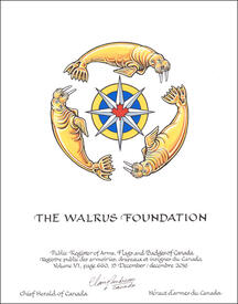 Lettres patentes concédant des emblèmes héraldiques à The Walrus Foundation