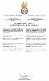 Lettres patentes enregistrant les emblèmes héraldiques de la Compagnie de la Baie d'Hudson