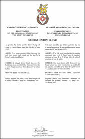 Letters patent registering the heraldic emblems of George Exton Lloyd