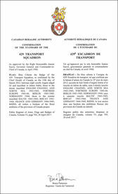 Lettres patentes confirmant l'étendard du 429e Escadron de transport
