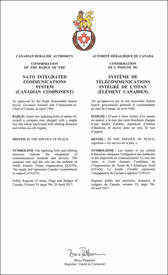 Lettres patentes confirmant l’insigne du Système de télécommunications intégré de l’OTAN (Élément canadien)