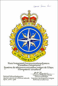 Lettres patentes confirmant l’insigne du Système de télécommunications intégré de l’OTAN (Élément canadien)