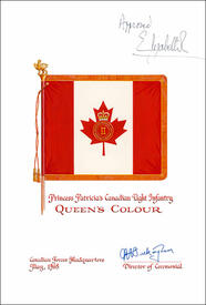 Lettres patentes confirmant un drapeau royal pour l'usage du 2e bataillon de la Princess Patricia’s Canadian Light Infantry