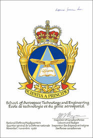 Lettres patentes confirmant l'insigne de l'École de technologie et du génie aérospatial des Forces canadiennes Lettres patentes confirmant l'insigne de l'École de technologie et du génie aérospatial des Forces canadiennes