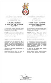 Lettres patentes confirmant l’insigne de l'École de la réserve des Forces canadiennes