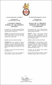 Letters patent confirming the Badge of the Canadian Forces School of Air Reserve Training Letters patent confirming the Badge of the Canadian Forces School of Air Reserve Training