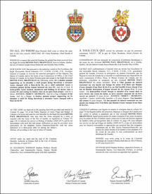 Lettres patentes concédant des emblèmes héraldiques à Dennis Paul Drainville